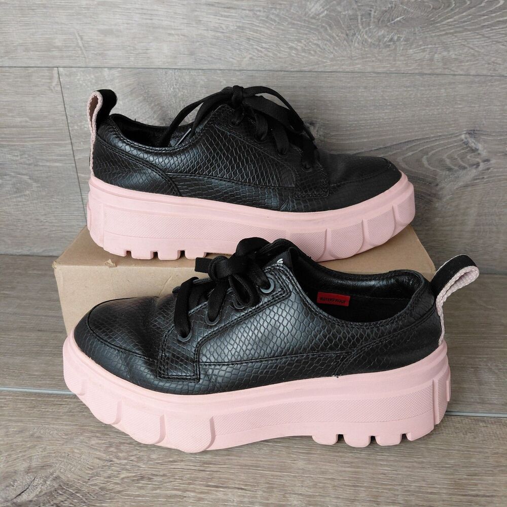Sorel Caribou X Shoes Women 8.5 Black Pink Waterproof Chunky Platform Sneakers